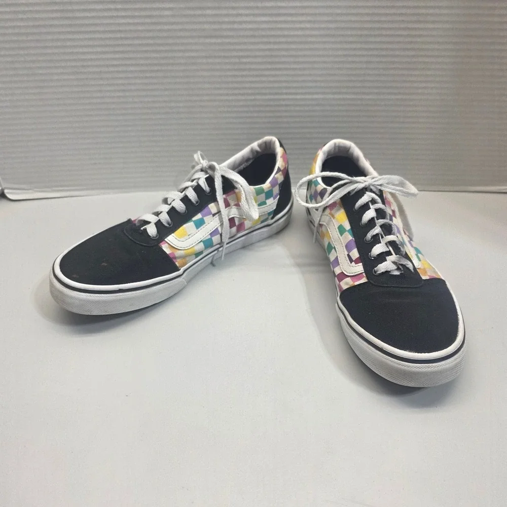 Vans Old Skool Rainbow Checkerboard Black Sneakers‎ Skate US Missy 6.0 500714